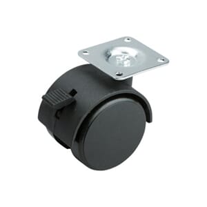 Møbelhjul m/brems Ø50mm sort