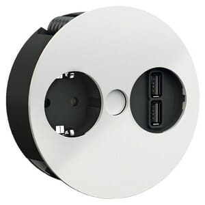 Kontakt Twist Nedfellbar M/ 1 Kontakt og 2 USB Hvit